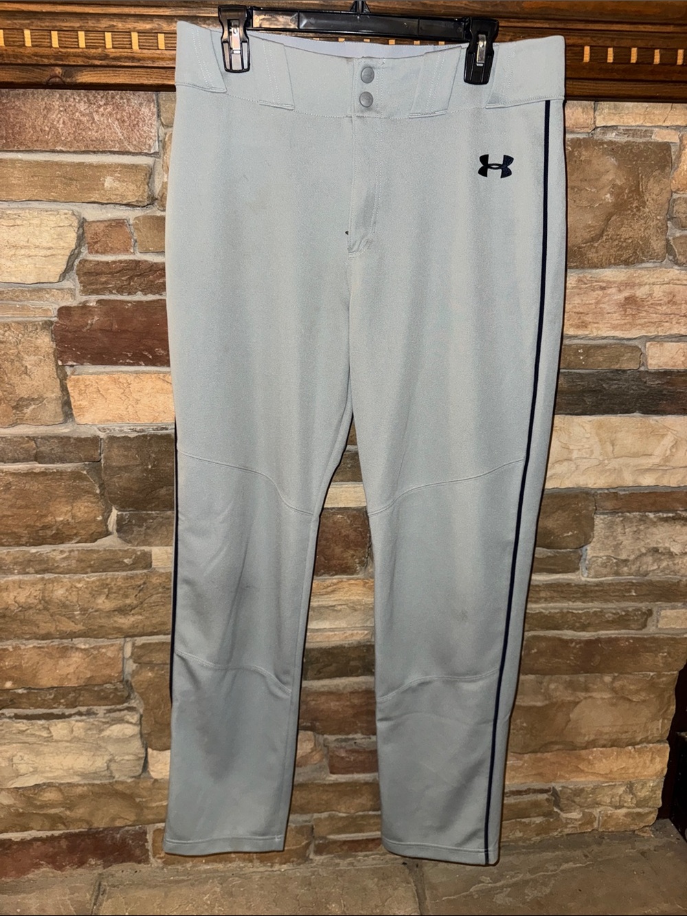 Under Armour Light Gray Baseball Pants with Black Trim